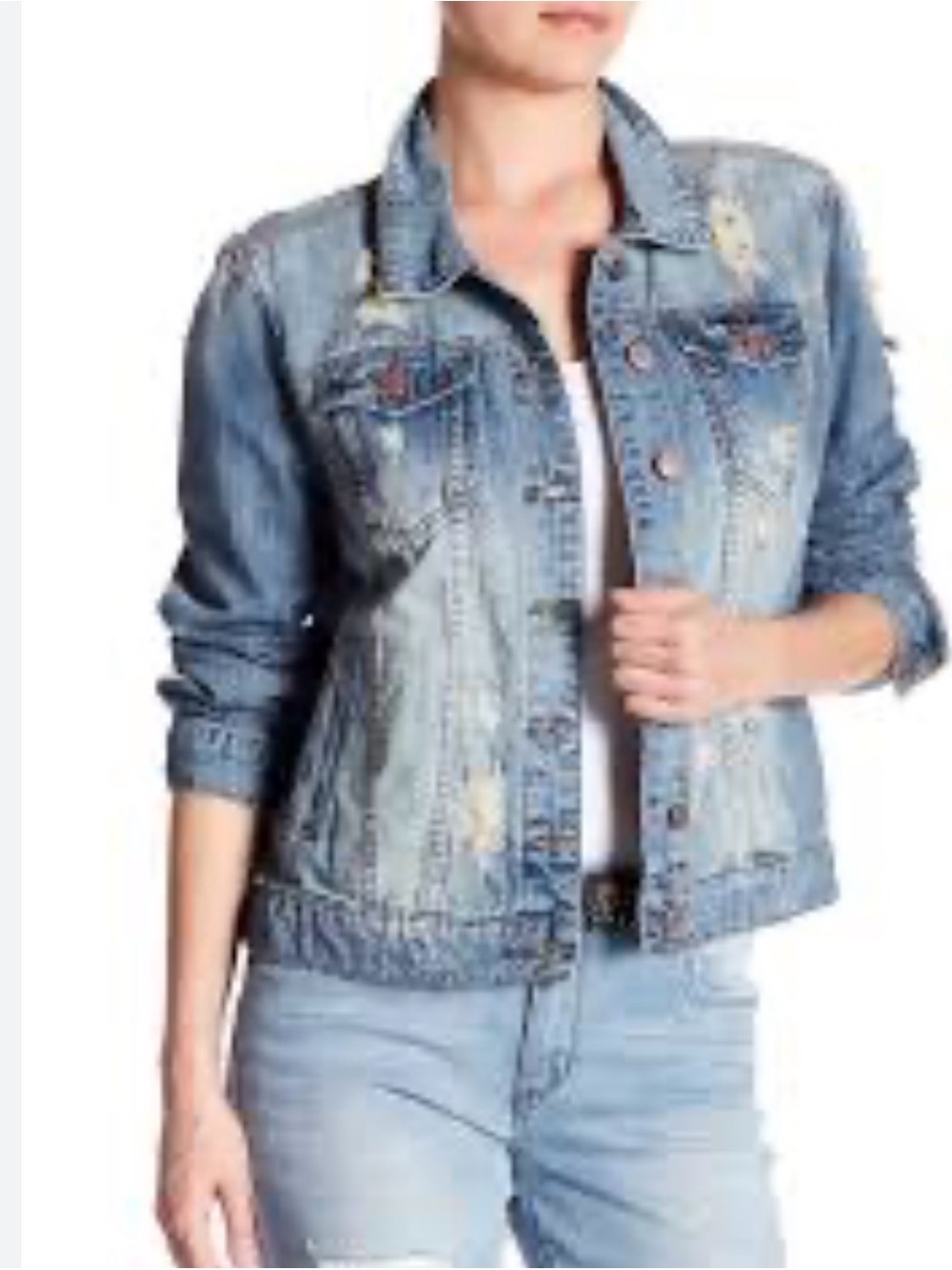 STS Blue Light Wash Distressed Denim Jacket